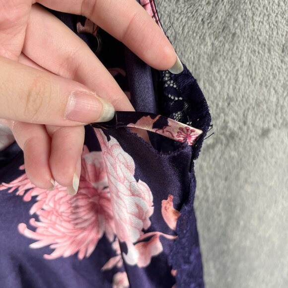 Morgan Taylor Intimates Satin Floral Slip Women's S Purple Lace Y2K Fairycore - Picture 8 of 8